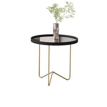 Imagem de Mesa Lateral Preto Pe Dourado - Moveis Jb