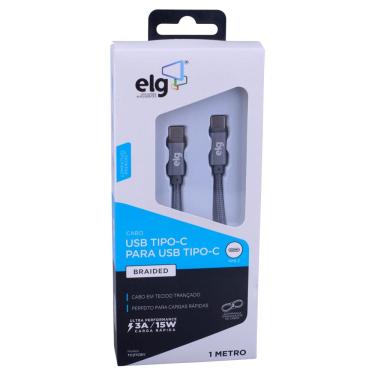 Imagem de Cabo Tipo-C para Tipo-C 1m ELG TC2TCBY Cinza