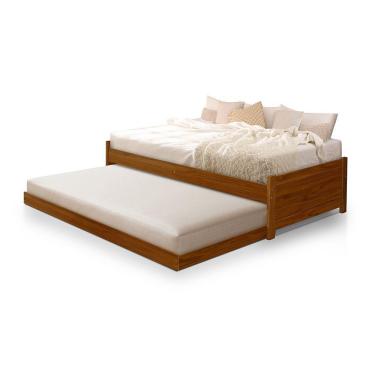 Imagem de Bicama Bibox Solteiro Infantil Estrutura Em Madeira Maciça Gabrieli Castanho