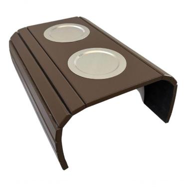 Imagem de Esteira Bandeija Sofá Porta Copos Alumínio Marrom Laqueada