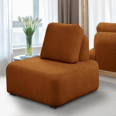 Imagem de Poltrona Decorativa Santiago Sala De Estar Pés Em Madeira Bouclê Terracota