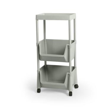 Imagem de Carrinho Multiuso Prático 3 Prateleiras Em Plástico    Cinza