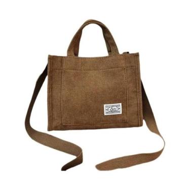 Imagem de Bolsa Transversal De Corduroy Para Mulheres, Bolsa Casual Quadrada, Or