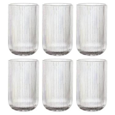 Imagem de Jogo C/ 6 Copos de Vidro Versalhes Rainbow 460ml Luxo Bebidas Água Suc