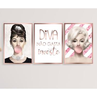 Imagem de Kit 3 Quadros Decorativos Manicure e Beleza Salão Estúdio Espaço Nails