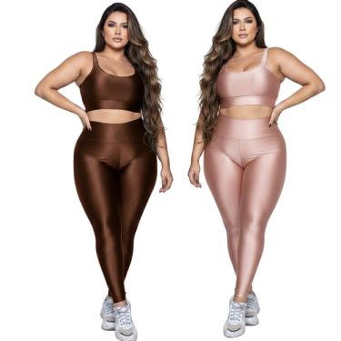 Imagem de KIT 2 Conjunto Fitness Plus Size Top e Calça New Zig 3D Vekyo Alta Compressão Academia Musculação-Feminino