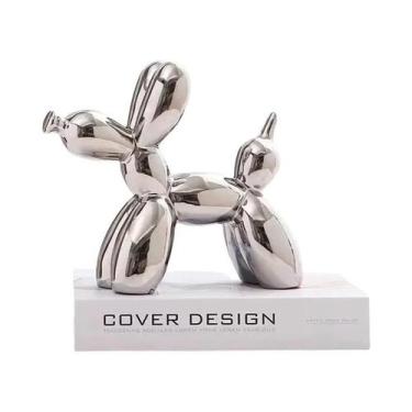 Imagem de Escultura De Cão Balão Em Cerâmica Mini 11cm, Decoração Abstrata Para 