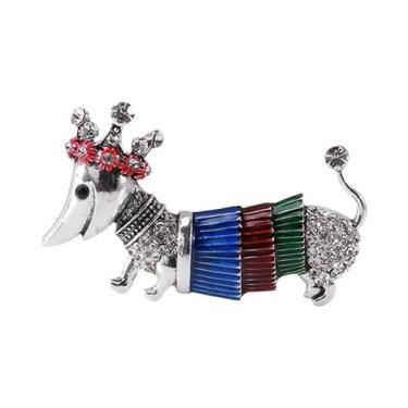 Imagem de Broche De Esmalte Unissex Com Strass De Cachorro, Joia De Lapela Para 