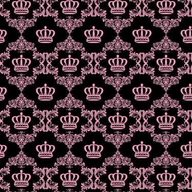 Imagem de Papel De Parede Preto Com Coroas Rosas Infantil Adesivo