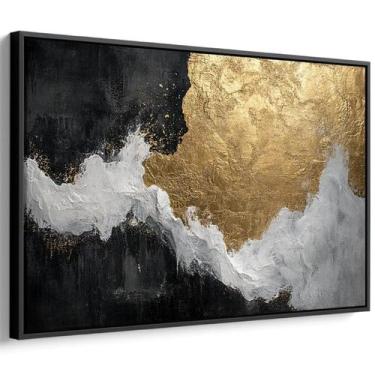 Imagem de Quadro Dourado Encontro de Luz e Sombra - Mioquadros, 160x100 cm, Pret