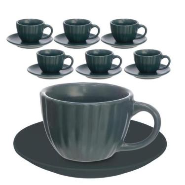 Imagem de Jogo De 6 Xícaras De Cerãmica Com Pires Café Chá 90ml - Haüskraft, Ver