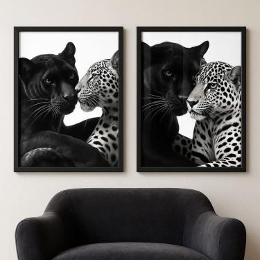 Imagem de Kit 2 Quadros Para Quarto De Casal - Pantera e Onça 33x24cm