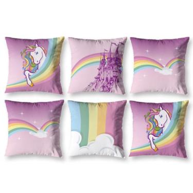 Imagem de Kit 6 Capa de Almofada Estampadas Infantil 40cm x 40cm Zíper invisível