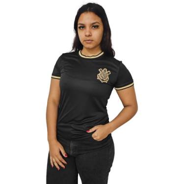 Imagem de Camisa Corinthians Baby Look Símbolo Gold - Feminina, G, Preto