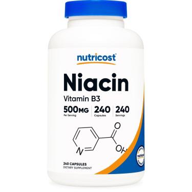 Imagem de Suplemento Nutricost Niacina (Vitamina B3) 500 mg 240 cápsulas-Unissex