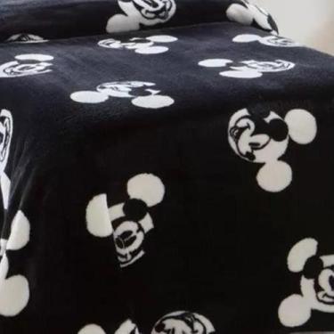 Imagem de Cobertor Jolitex Solteiro Juvenil Disney 150x200, UN, MICKEY-PRETO