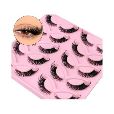 Imagem de Cílios Postiços 8D Cat Eye Faux Mink Lasvirey, Volume Fluffy, Cílios F