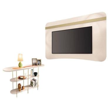 Imagem de Painel Suspenso Armony Off White Champanhe Com Aparador Infinity Off White - Hb Móveis