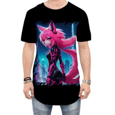 Imagem de Camiseta Longline Raposa Humanóide Vaporwave 7 - Kasubeck Store®, G