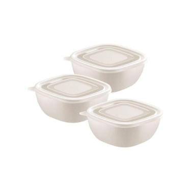 Imagem de Jogo De Potes Tramontina Mixcolor Polipropileno Bege 600 Ml 3 Peças