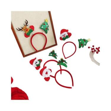 Imagem de Tiara De Natal Com Desenho De Boneco De Neve E Chifres De Rena, Presen