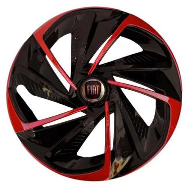 Imagem de Calota esportiva aro 13 nitro black red + emblema de alumínio fiat ver