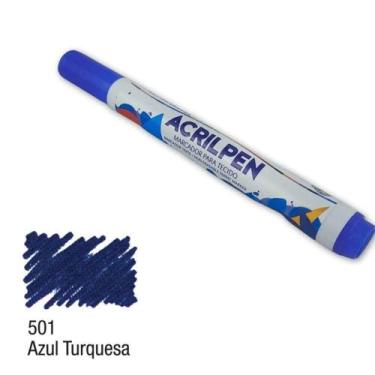 Imagem de Caneta Marcador Para Tecido Acrilpen Azul Turquesa - ACRILEX