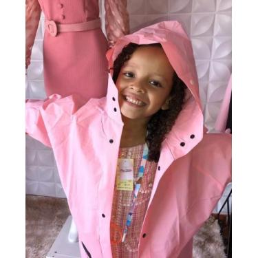 Imagem de Capa De Chuva Infantil Reforçada Menina Resistente - Cor Rosa 6 a 10 a