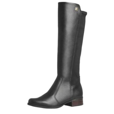 Imagem de Bota Feminina Over Couro Salto Baixo Leve Confortavel Pegada, Preto, 3