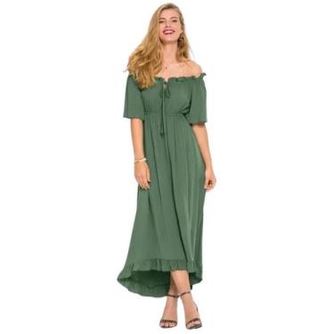 Imagem de Vestido Feminino Longo Casual Ombros De Fora Ciganinha - Quintess, P, 