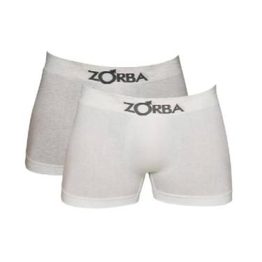 Imagem de Kit com 2 Cuecas Boxer Branco/Mescla Zorba 781 Algodão, Branco, Cinza,
