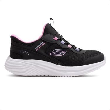 Imagem de Tênis Skechers Bounder Pro Step On Juvenil, 28, Preto, Branco