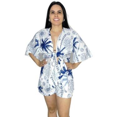Imagem de Saída de praia conjunto Kimono camisão + Shorts - Tropicana Modas, Úni