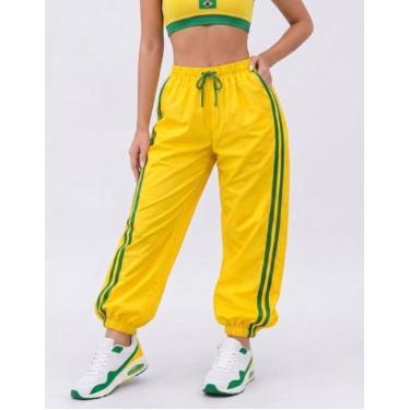 Imagem de Calça Jogger Feminina Cintura Elástica Brasil Esportiva Blogueira Copa