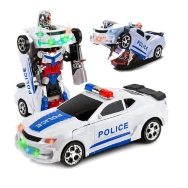 Imagem de Carrinho Transformers Vira Robô Brinquedo Musical Som E Luz Cor Políci