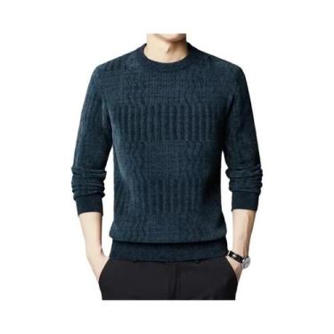 Imagem de Suéteres Masculinos Slim Fit Casuais De Tricô Com Gola Redonda Preto C