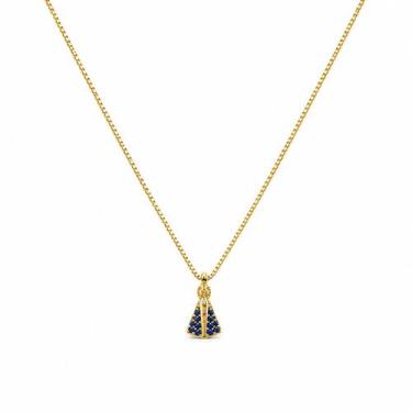 Imagem de Choker Mini Nossa Senhora Aparecida Micro Zircônia Azul Banhado em Our