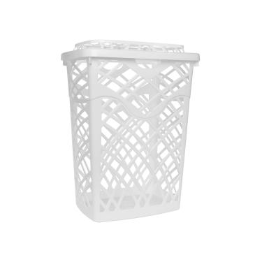Imagem de Cesto de Roupa Jaguar Telado Retangular com Tampa Branco 60L