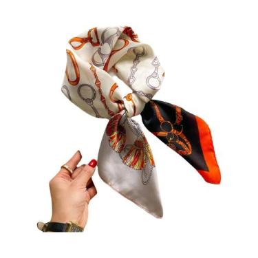 Imagem de Lenço Quadrado De Seda Luxuoso Feminino Para Verão, Hijab, Lenço De Pe