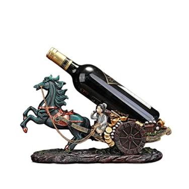 Imagem de Suporte de garrafa de vinho para garrafa de vinho, suporte de garrafa com estátua de desenho de carruagem, suporte decorativo para vinho em aparência antiga, esculturas de decoração de cozinha, suporte empilhável para vinho (tamanho pequeno)