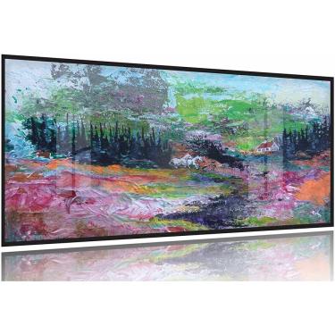 Imagem de Quadro Abstrato Campo Paisagem Escritórios Moldura Preta 2x2