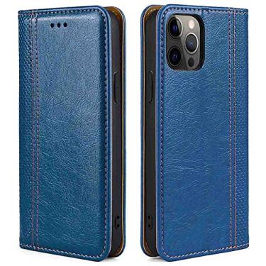 Imagem de MojieRy Capa carteira para celular para ASUS ZENFONE MAX Plus (M2), capa fina de couro PU premium, 1 compartimento para cartão, recortes exatos, azul