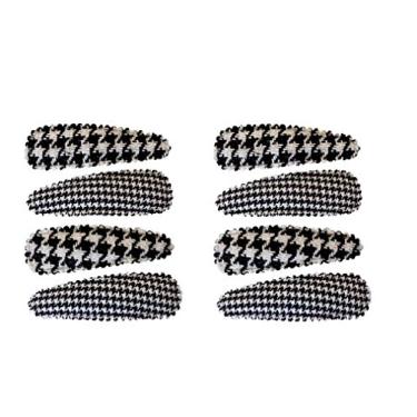 Imagem de Mia Snip Snaps, clipes de encaixe de metal, presilhas de cabelo cobertas com um lindo piercing preto e branco, para mulheres, meninas, dan arinos, ginastas 2 pe as, 8 pe as