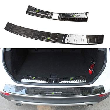 Imagem de 2 peças de aço inoxidável externo e interno da tampa lateral do peitoril da porta de moldagem protetor de guarnições para Lincoln MKC 2015-2019 - preto