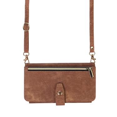 Imagem de Capa de telefone de carteira com zíper crossbody para iPhone 13 12 11 Pro Max Mini X XS X 8 7 Plus SE 2 3 Porta-cartões Cordão Capa de Couro, marrom, para iPhone 13Pro Max