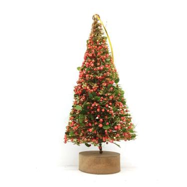 Imagem de Mini Pinheiro Rústico Decorado Natal Luxo Enfeite de Mesa 20cm Base Madeira - Yangzi