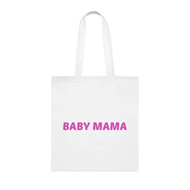 Imagem de Sacola Baby Mama, presente para bebê mamãe, bolsa de ombro para bebê mamãe, bolsas reutilizáveis para bebê mamãe, ideia de de Natal, presente para ela, presente para ele, bolsa feminina, Branco