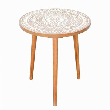 Imagem de Mesa de café Mesa de centro, pequena mesa redonda, mesa de café americana esculpida, varanda nórdica, janela da baía, mesa lateral, mesa lateral do sofá Mesa final (Size : 50 * 56cm/19.7 * 22.0in)