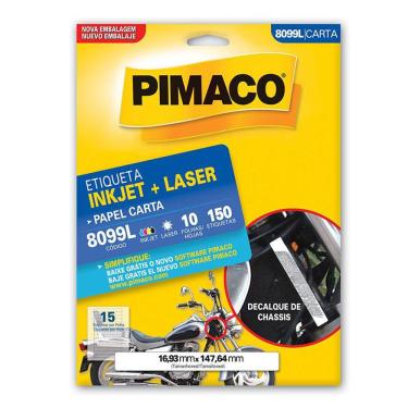 Imagem de Etiqueta inkjet/laser carta 8099L com 10 folhas Pimaco