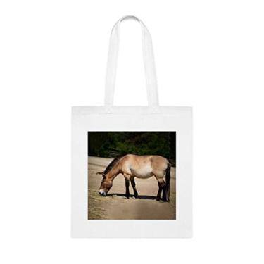Imagem de Bolsa de cavalo Przewalskii In Prague Zoo Tote Bag, presente divertido, bolsa de ombro, bolsas reutilizáveis, ideia de presente de cesta de Natal de aniversário, Branco